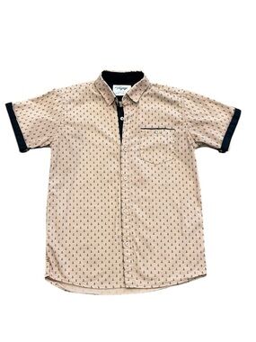 Youth boys nautical short sleeve pink button down with navy colored anchors ⚓️